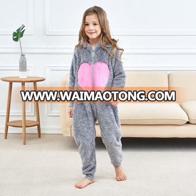 2018 Hot Sale Winter Long sleeve Hooded Pajamas Kids Unicorn Onesie